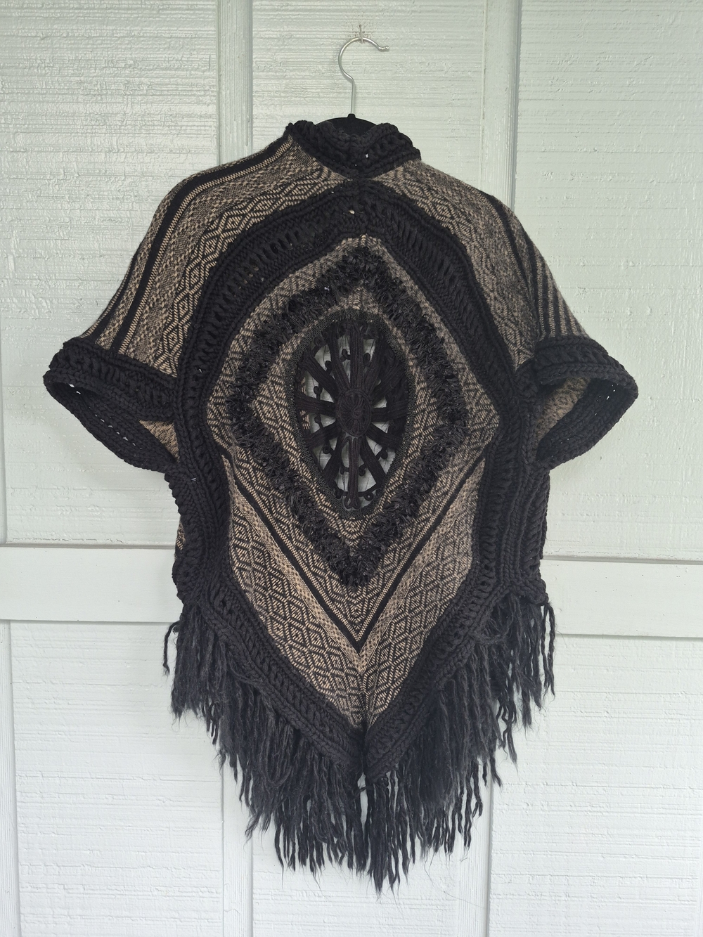 Anthropologie Angel Of The North Black and Taupe Knit Lambswool Sweater Vest O/S